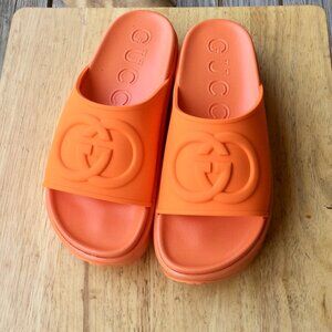 Gucci Women's Bright Orange Slide Sandals